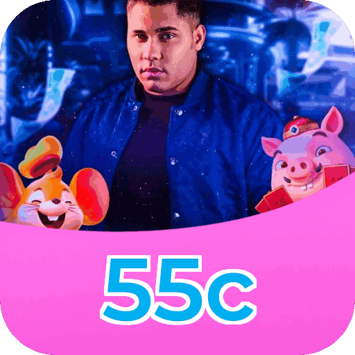 Interface do aplicativo 55c mostrando jogos disponíveis no iOS e Android